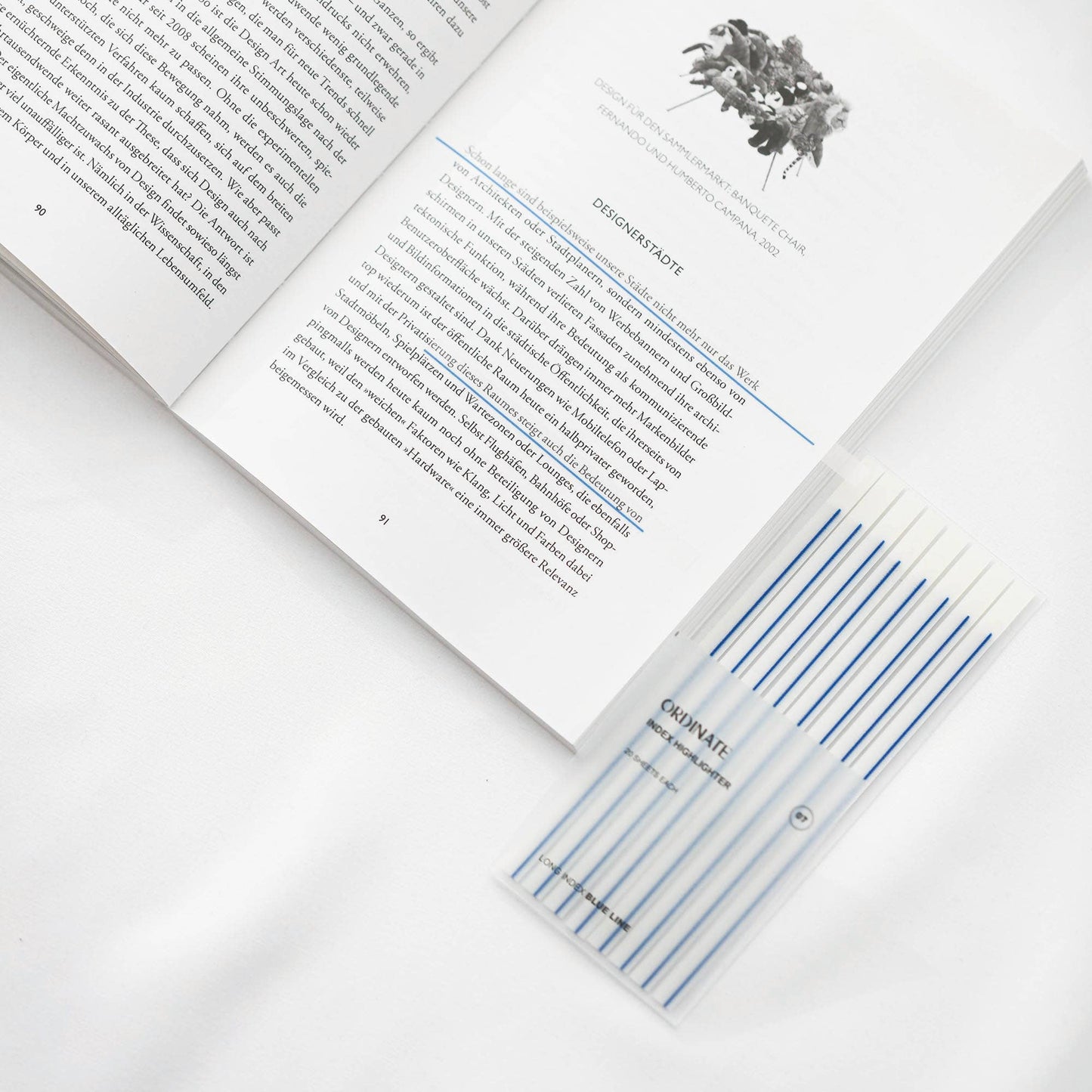 Blue Line | Gjennomsiktige klebestriper – langt design | Selvklebende notislapper