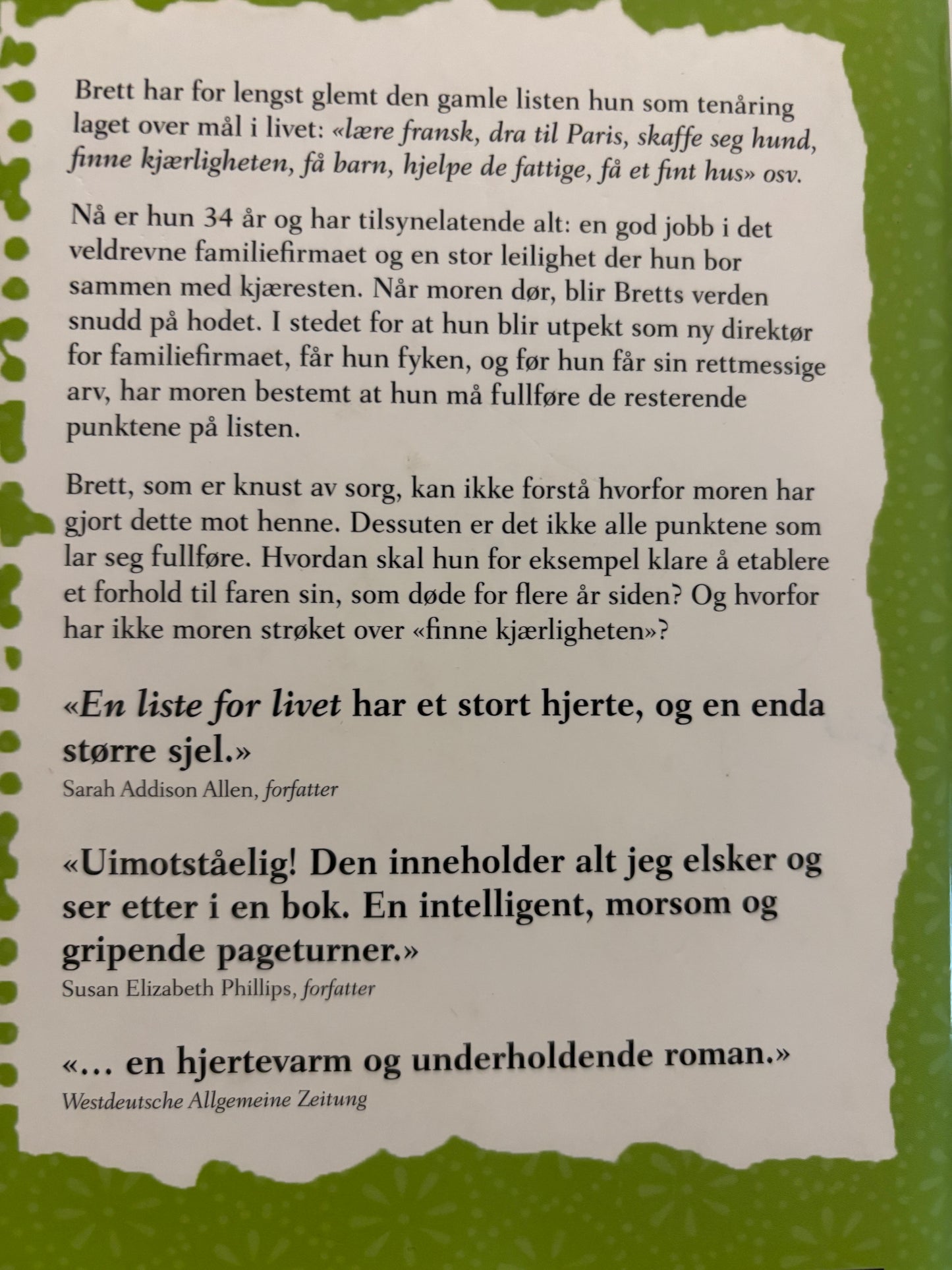 Nelson Spielman, Lori: En liste for livet