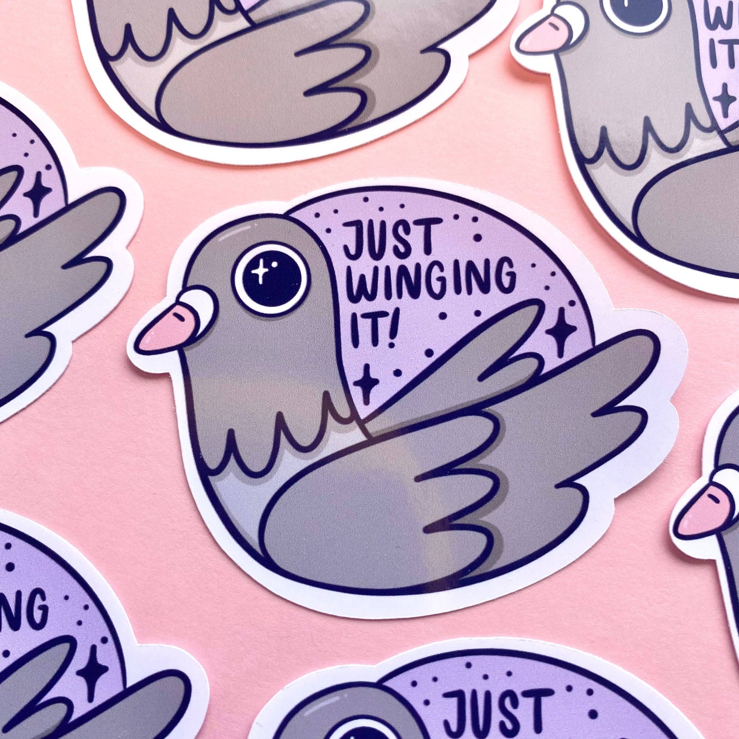Just Winging It! Glossy Klistremerke
