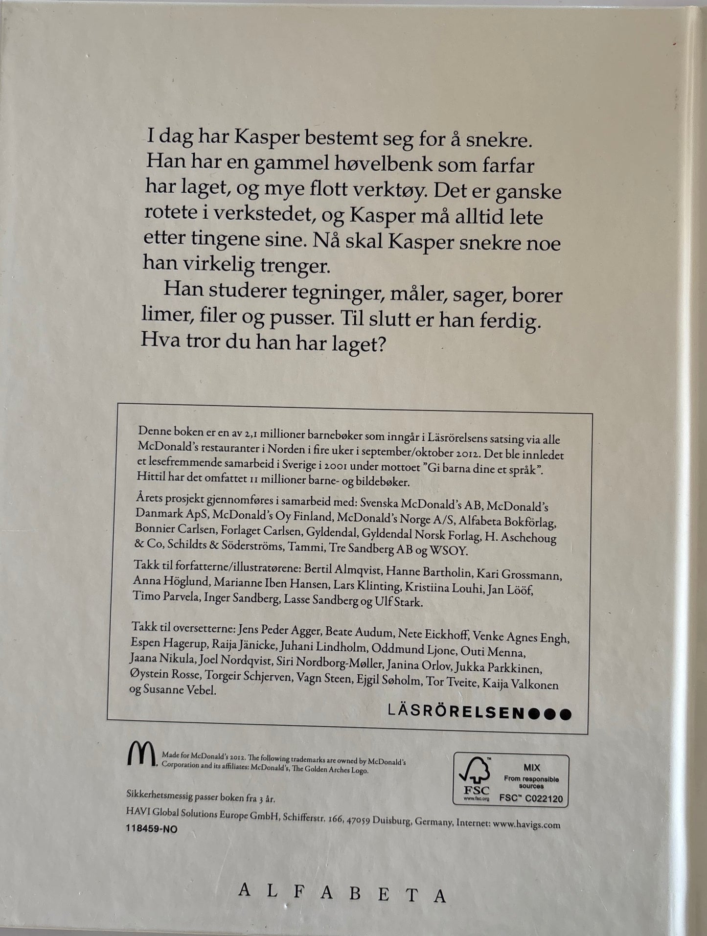 Klinting, Lars: Kasper snekrer