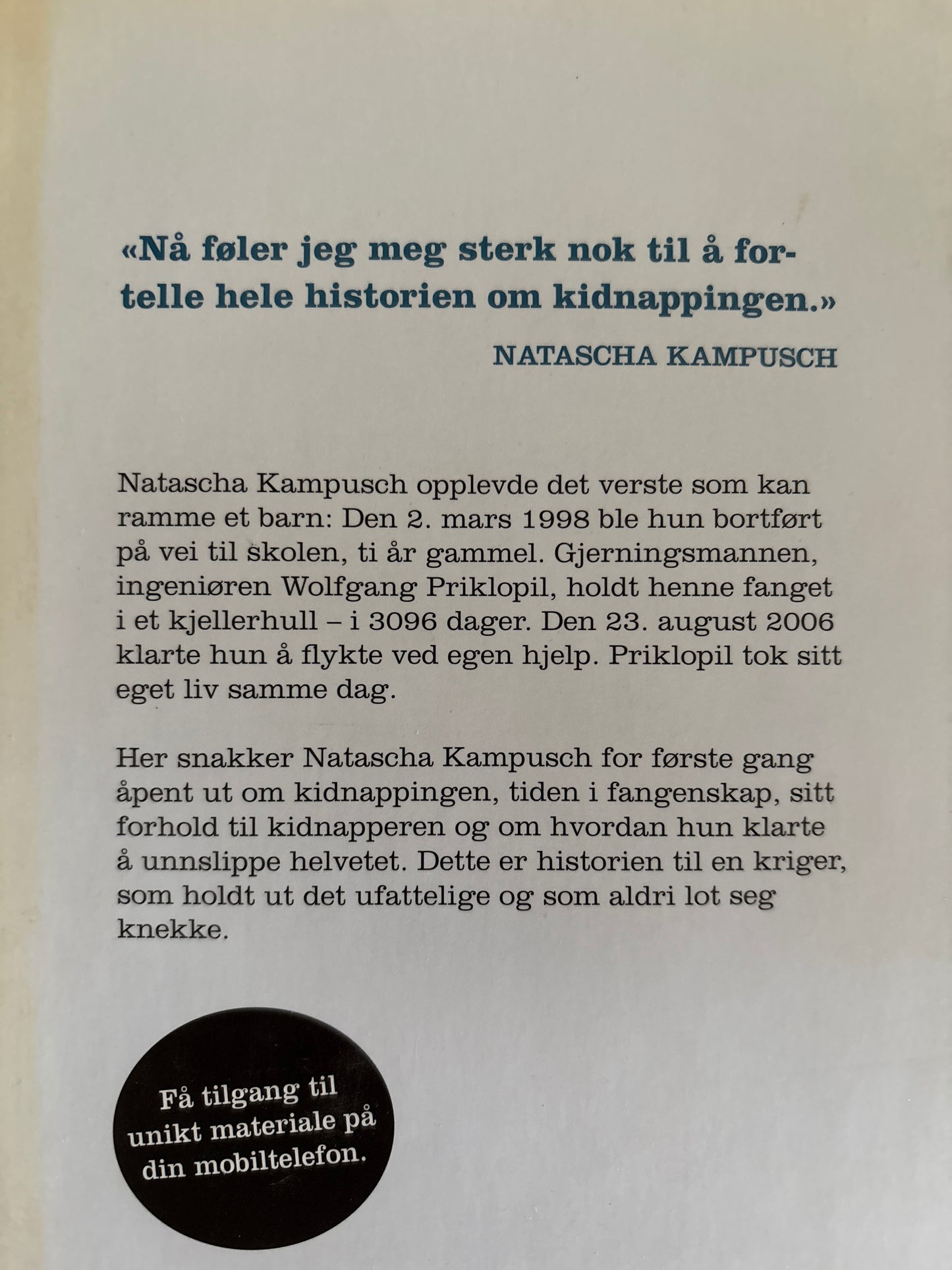 Kampusch, Natascha: 3096 dager