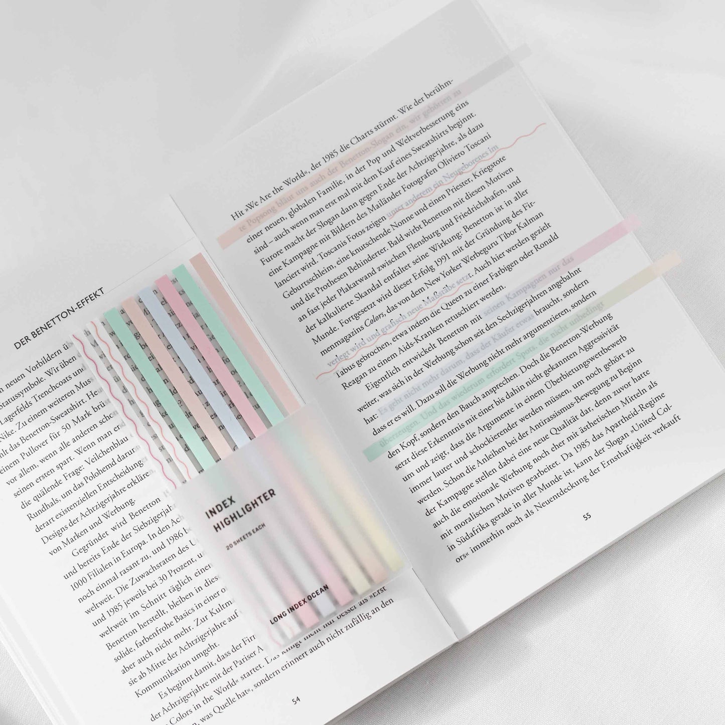 Powder Pink | Gjennomsiktige klebestriper – langt design | Selvklebende notislapper