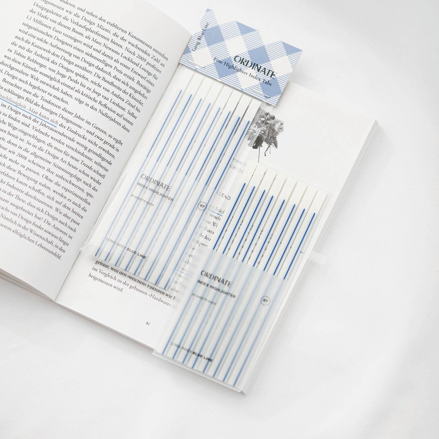 Blue Line | Gjennomsiktige klebestriper – langt design | Selvklebende notislapper