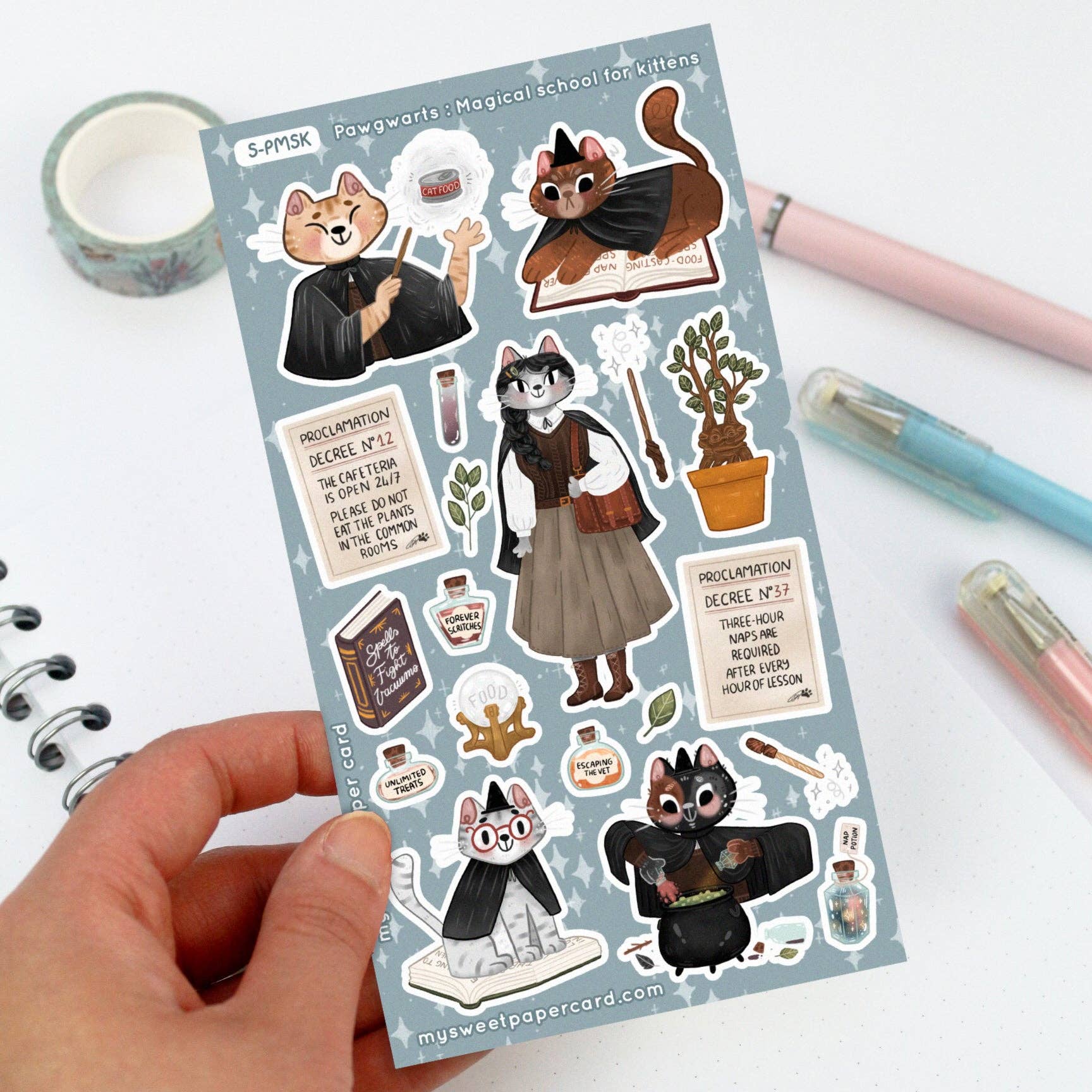 Pawgwarts Magical School for kittens - Klistremerkeark