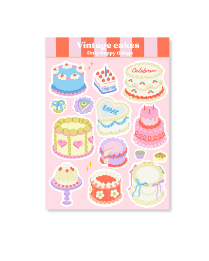Klistremerkeark | Vintage Cakes | A6