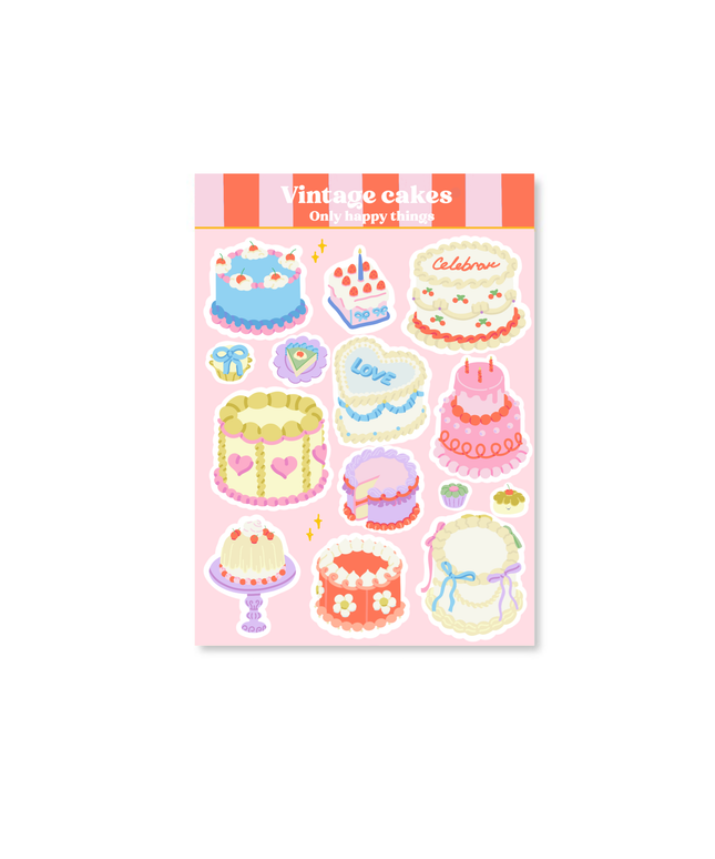 Klistremerkeark | Vintage Cakes | A6