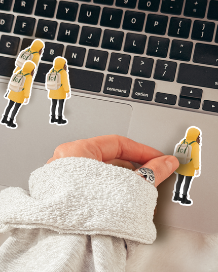 Klistremerke Vinyl | Woman in Raincoat Norway Travel Sticker