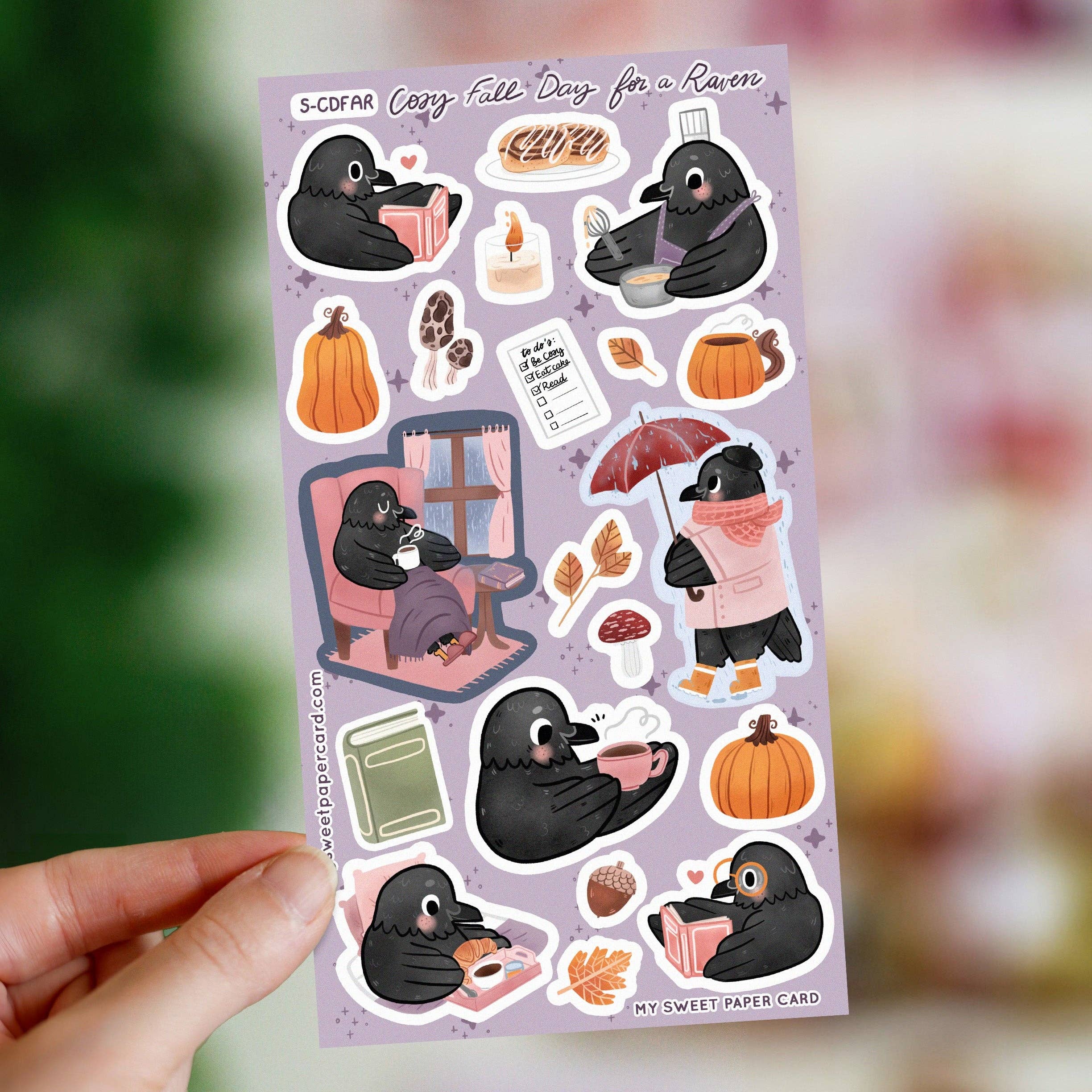 Cosy fall day for a Raven | Høstlig Klistremerkeark