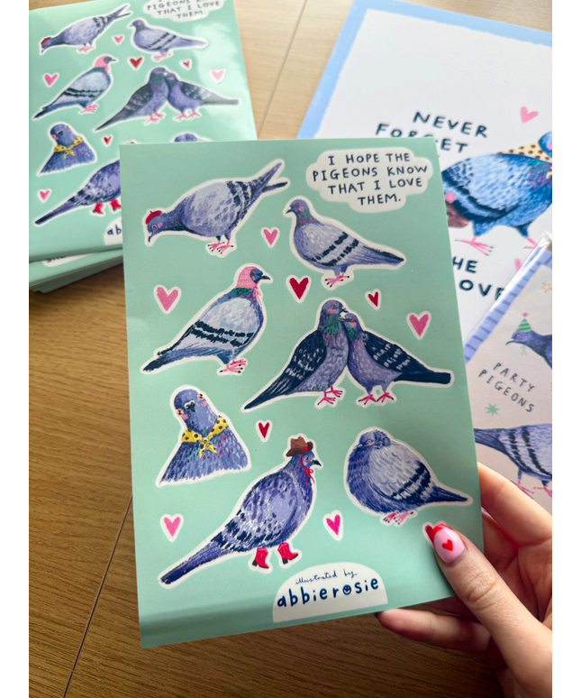 Klistremerkeark | Pigeons - Søte Duer | A5
