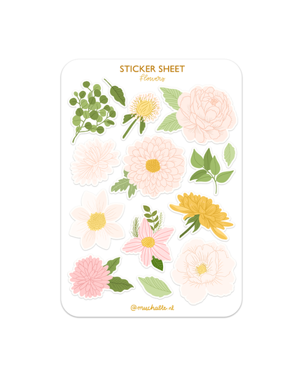 Klistremerkeark | Illustration Flowers | A6