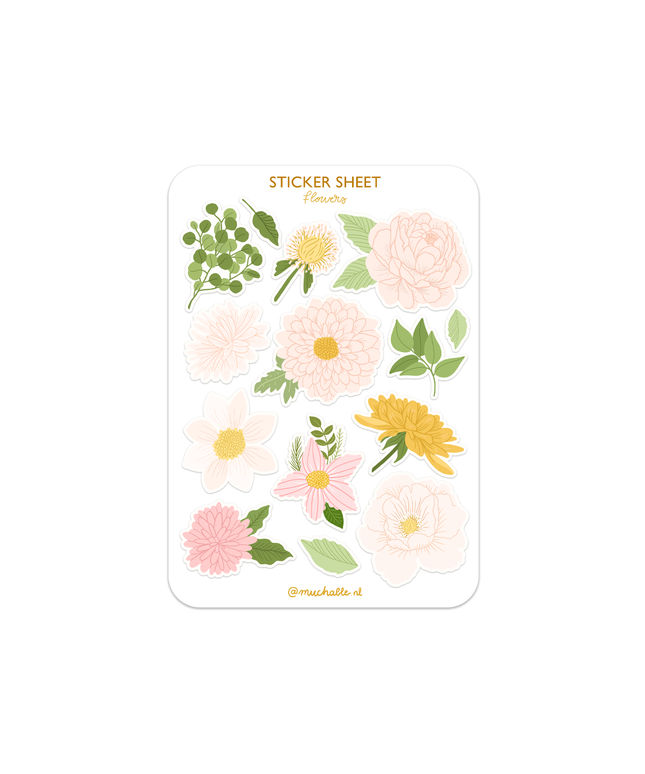 Klistremerkeark | Illustration Flowers | A6
