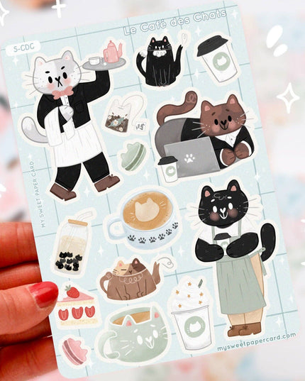 Klistremerkeark | Cat Café - Katteklistremerker - for katteelskere
