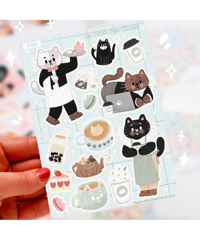 Klistremerkeark | Cat Café - Katteklistremerker - for katteelskere