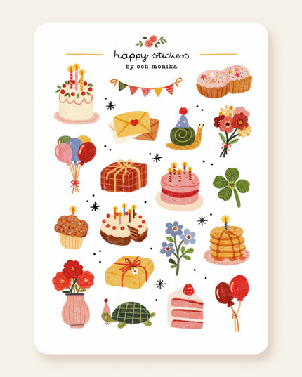 Klistremerkeark | Happy Birthday | A6