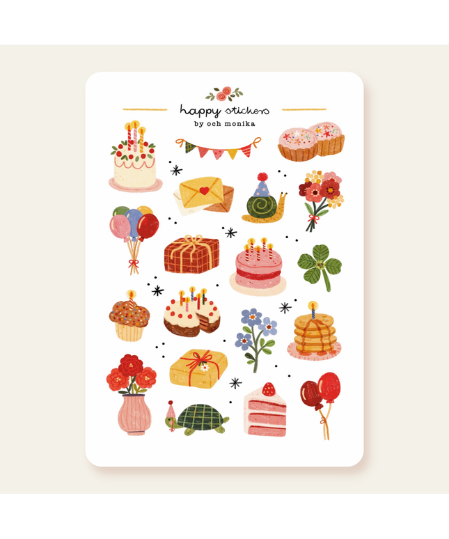Klistremerkeark | Happy Birthday | A6