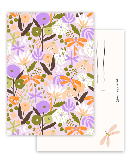 Postkort | Blomster og sommerfugler | A6