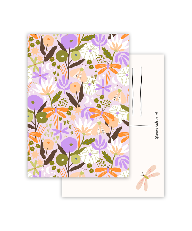 Postkort - Blomster og sommerfugler