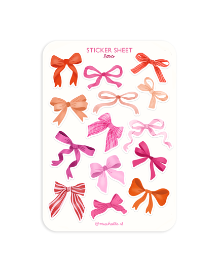 Klistremerkeark | Cute Girly Bows illustration | A6