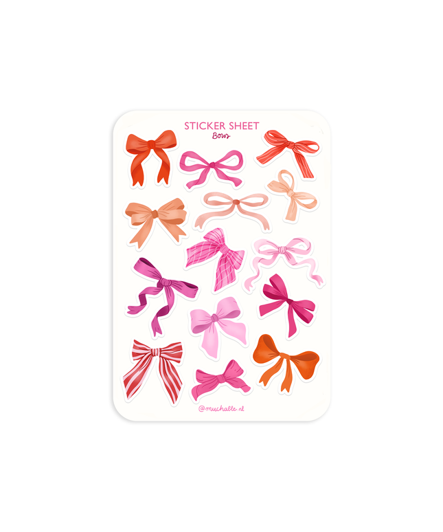 Klistremerkeark | Cute Girly Bows illustration | A6