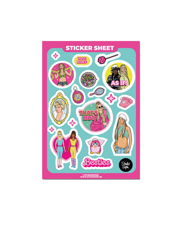 Klistremerkeark | 90's Girl Clueless, Britney, Paris Hilton | A5
