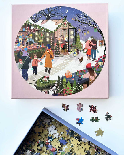 Rundt Puslespill | Christmas Market | 1000 Brikker