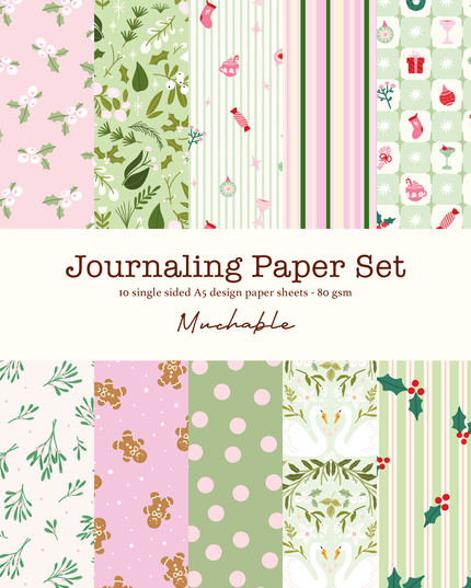 Journaling Scrapbook Papirsett | 10 ark | A5 | Christmas - Jul