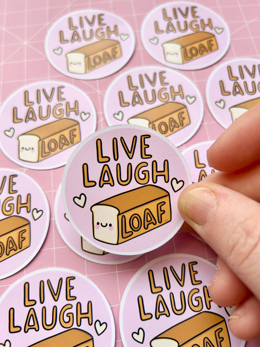 Live, Laugh, Loaf Glossy Klistremerke
