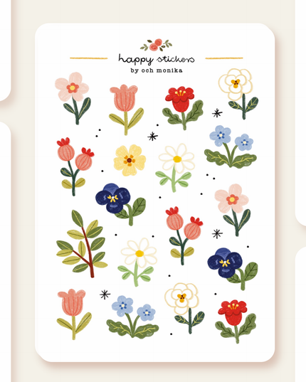 Klistremerkeark | Håndtegnet ~ Floral | A6