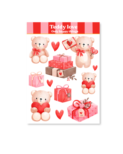 Klistremerkeark | Teddy Love | A6