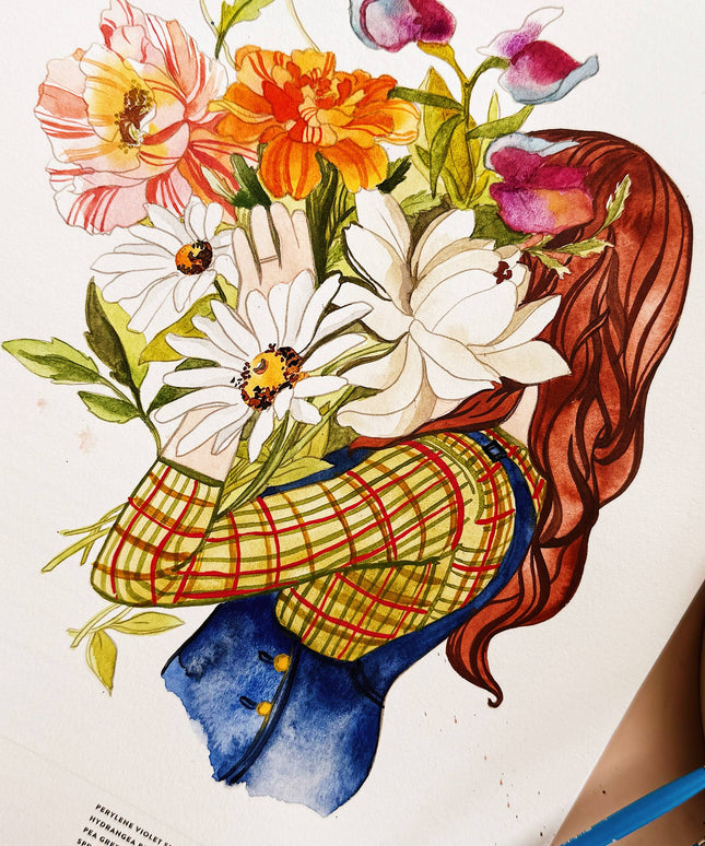 Watercolor Workbook 3: Café in Bloom | Akvarell Malebok for Voksne