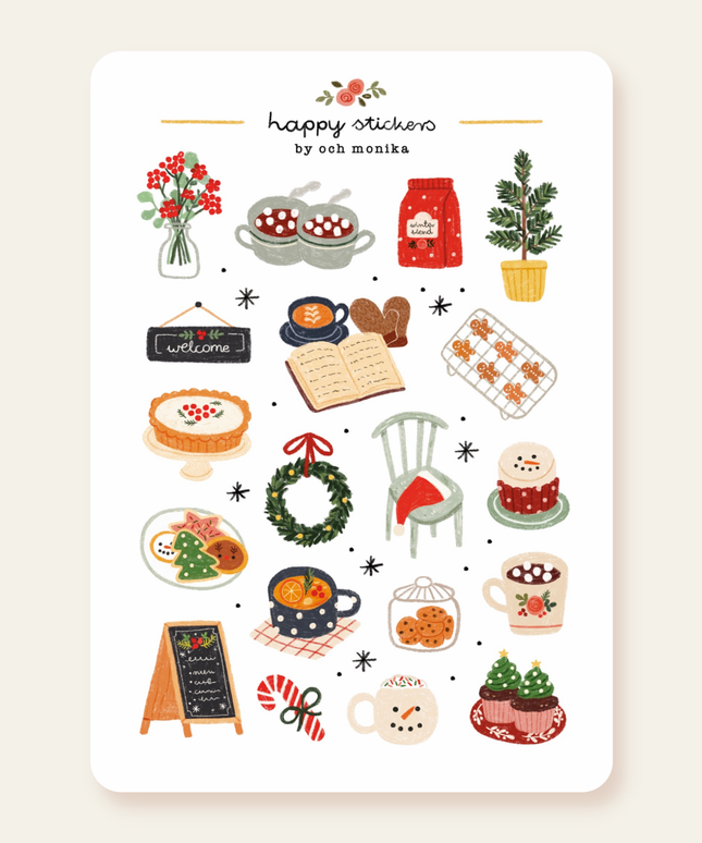 Klistremerkeark | Winter Café | A6