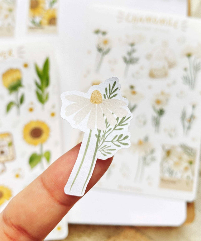 Klistremerkeark | Chamomile & Sunflower | Sett Med 2 Klistremerkeark