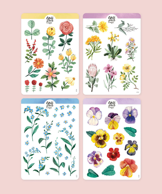 Klistremerkeark 4PK | Bundle — Florals