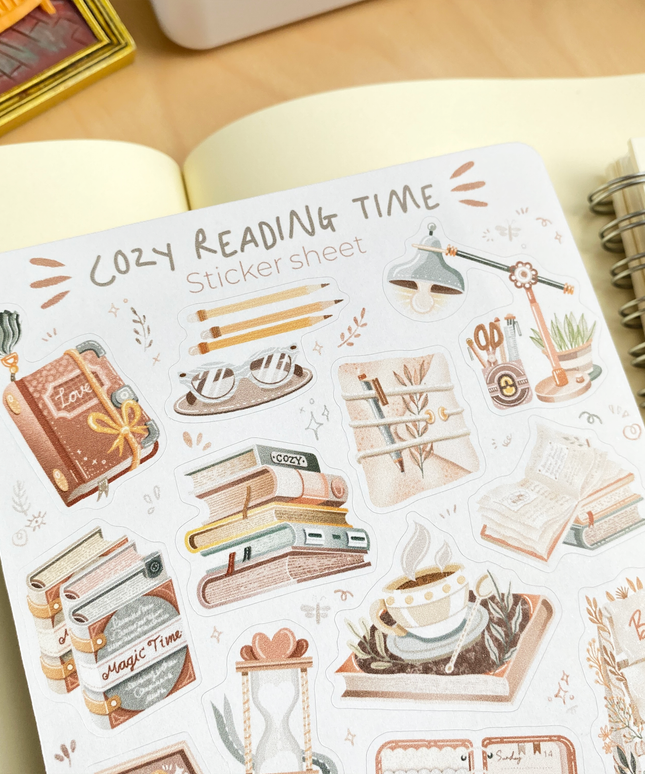 Klistremerkeark | Cozy Reading Time