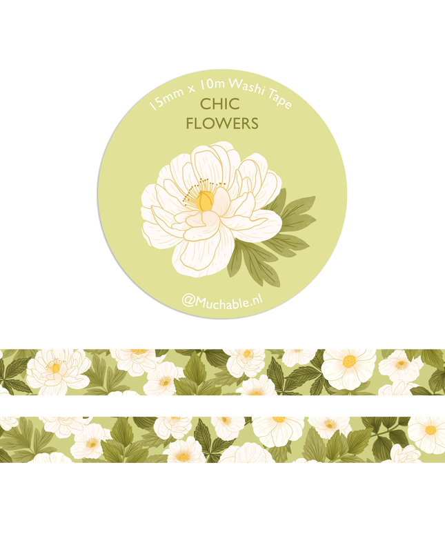 Washitape | Hvite Blomster