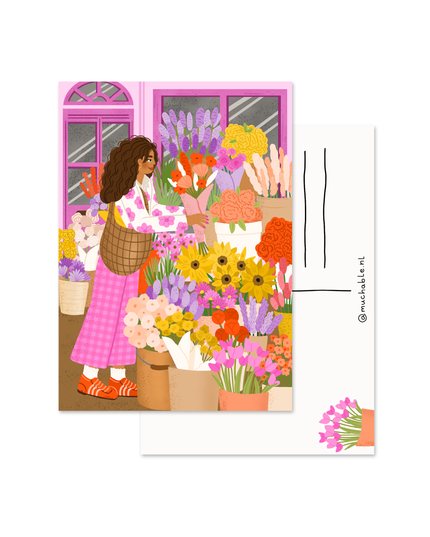 Postkort | Art Print Woman at Flower Stall | A6