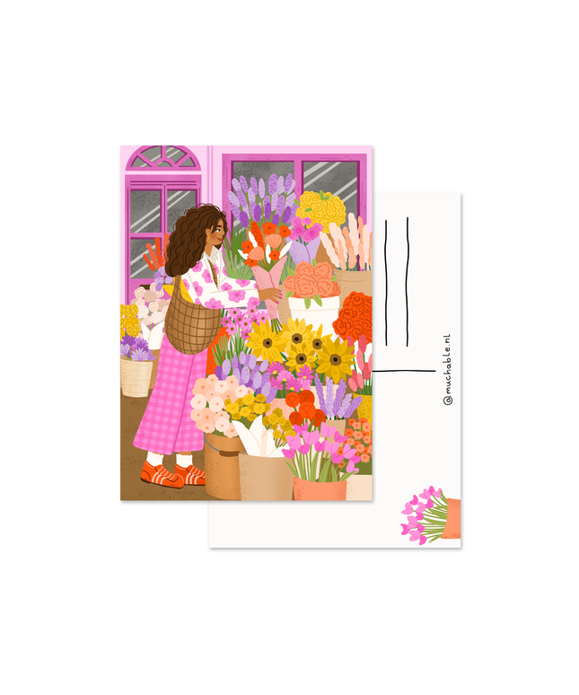 Postkort | Art Print Woman at Flower Stall | A6