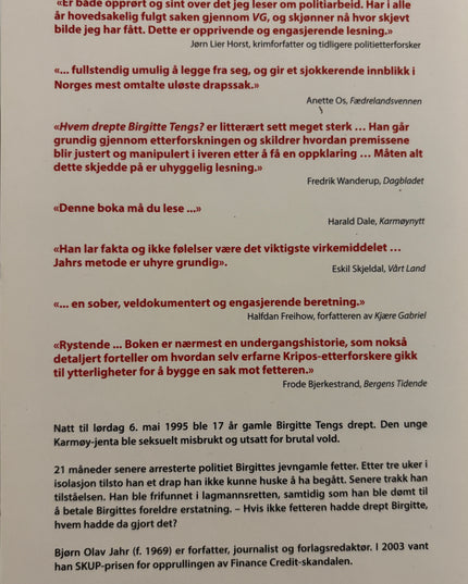 Jahr, Bjørn Olav: Hvem drepte Birgitte?
