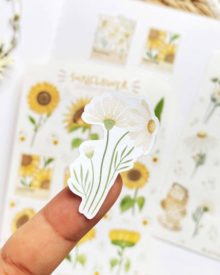 Klistremerkeark | Chamomile & Sunflower | Sett Med 2 Klistremerkeark