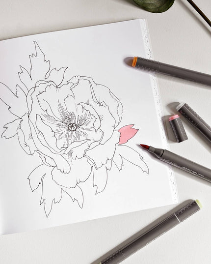 The Plant Lady: A Floral Adult Coloring Book | Fargeleggingsbok for Voksne