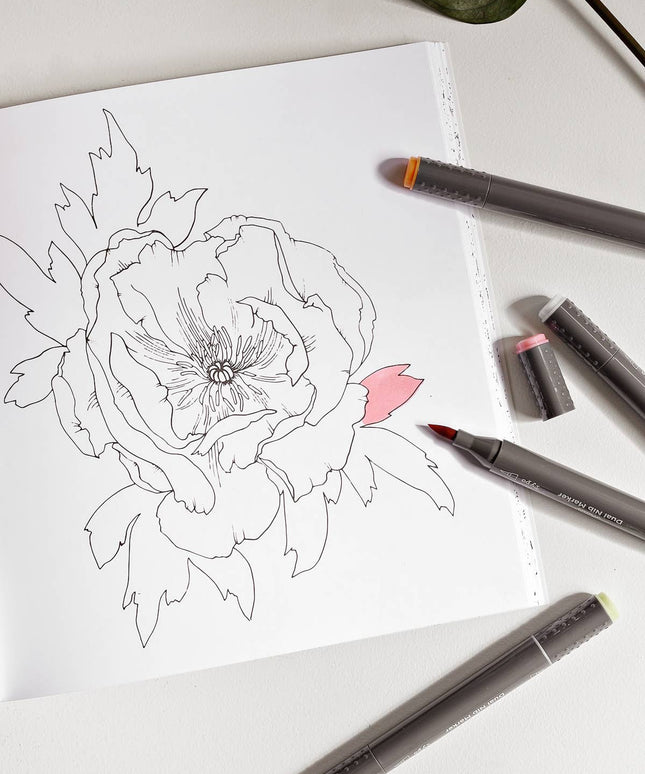 The Plant Lady: A Floral Adult Coloring Book | Fargeleggingsbok for Voksne
