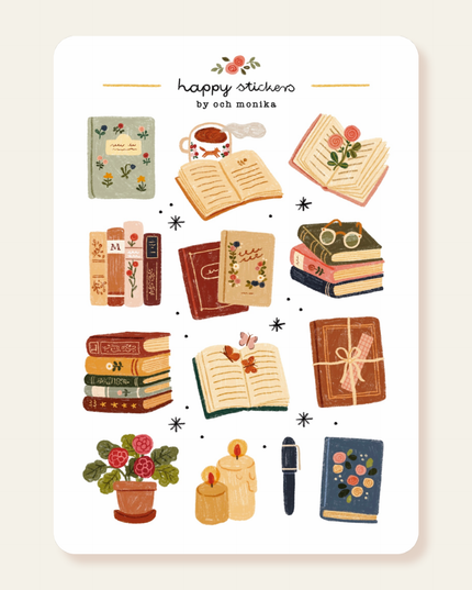 Klistremerkeark | Book Lover | A6