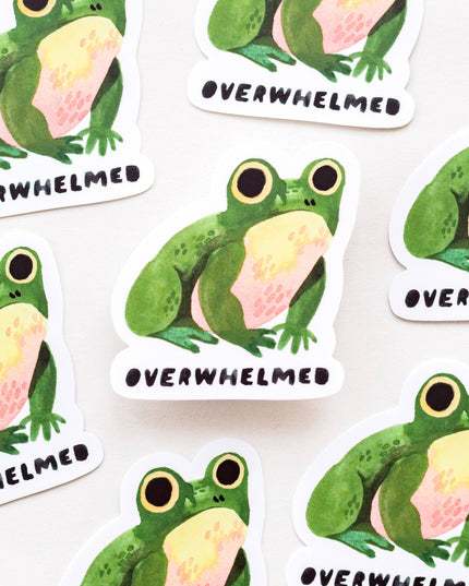 Vinyl Klistremerke | Overwhelmed Illustrated Frog