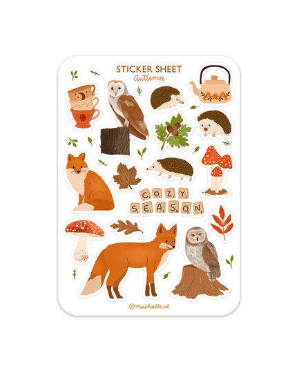 Klistremerkeark | Autumn Animals | Cozy Season | A6