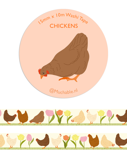 Washitape | Cute Chickens & Tulips