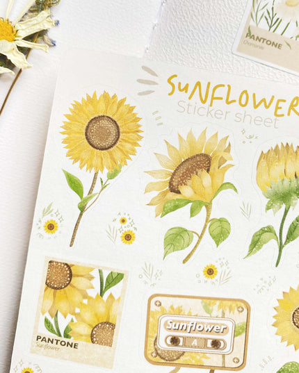 Klistremerkeark | Chamomile & Sunflower | Sett Med 2 Klistremerkeark