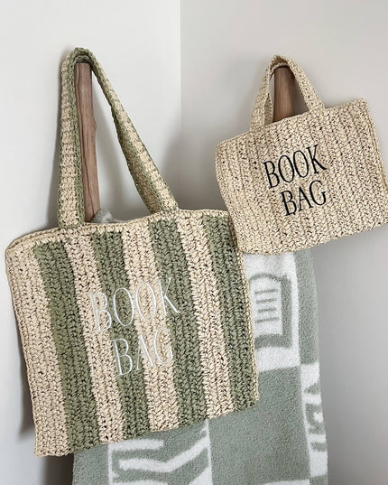 Straw Book Bag: Stripe/Full Size