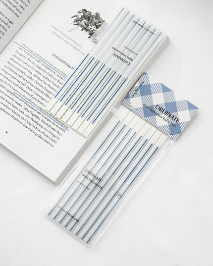 Blue Line | Gjennomsiktige klebestriper – langt design |  Selvklebende notislapper
