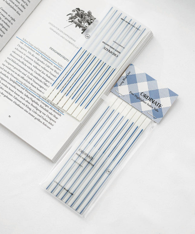 Blue Line | Gjennomsiktige klebestriper – langt design |  Selvklebende notislapper