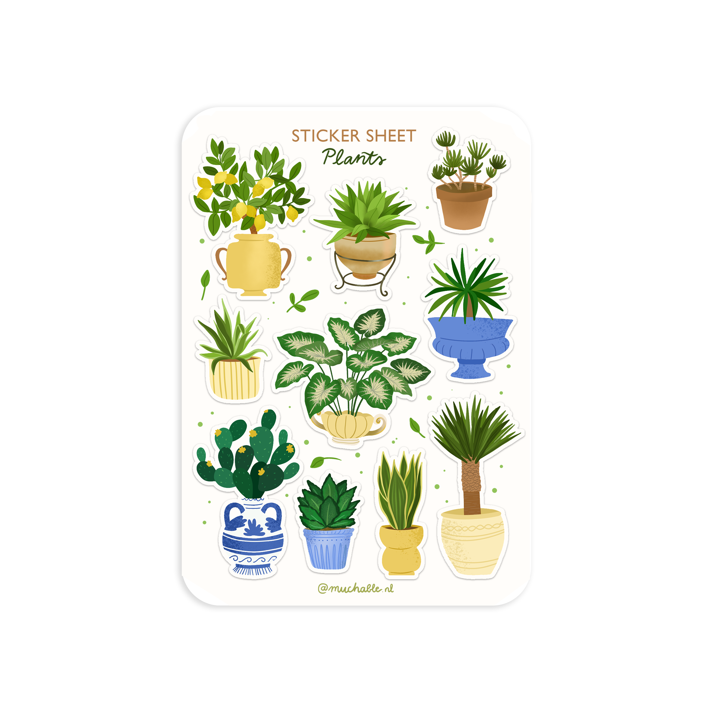 A6 Klistremerkeark | Plants Illustration